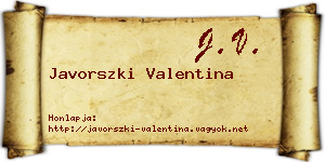 Javorszki Valentina névjegykártya